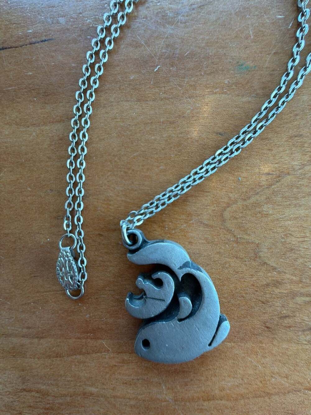 Vintage R. Tennesmed Sweden Abstract Pewter Animal Pendant Necklace